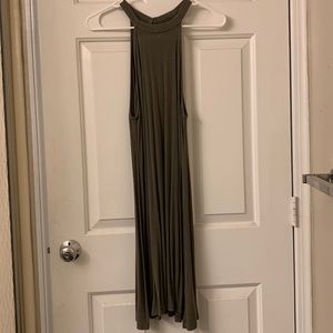 Green high neck midi tank dress